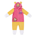 Paw Patrol Skye onesie meisjes roze en geel met capuchon en oortjes, vooraanzicht