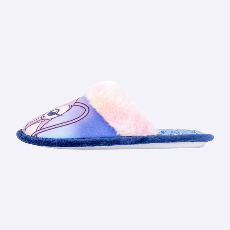 Angel slof zijkant met pluizige roze rand