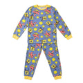 SpongeBob en Patrick fleece pyjama kinderen blauw met all-over print en gele boorden vooraanzicht