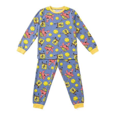 SpongeBob en Patrick Fleece Pyjama Jongens en Meisjes - Blauw met All-over Print