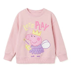 Peppa Pig sweater meisjes roze met Peppa als fee en Let's Play print vooraanzicht