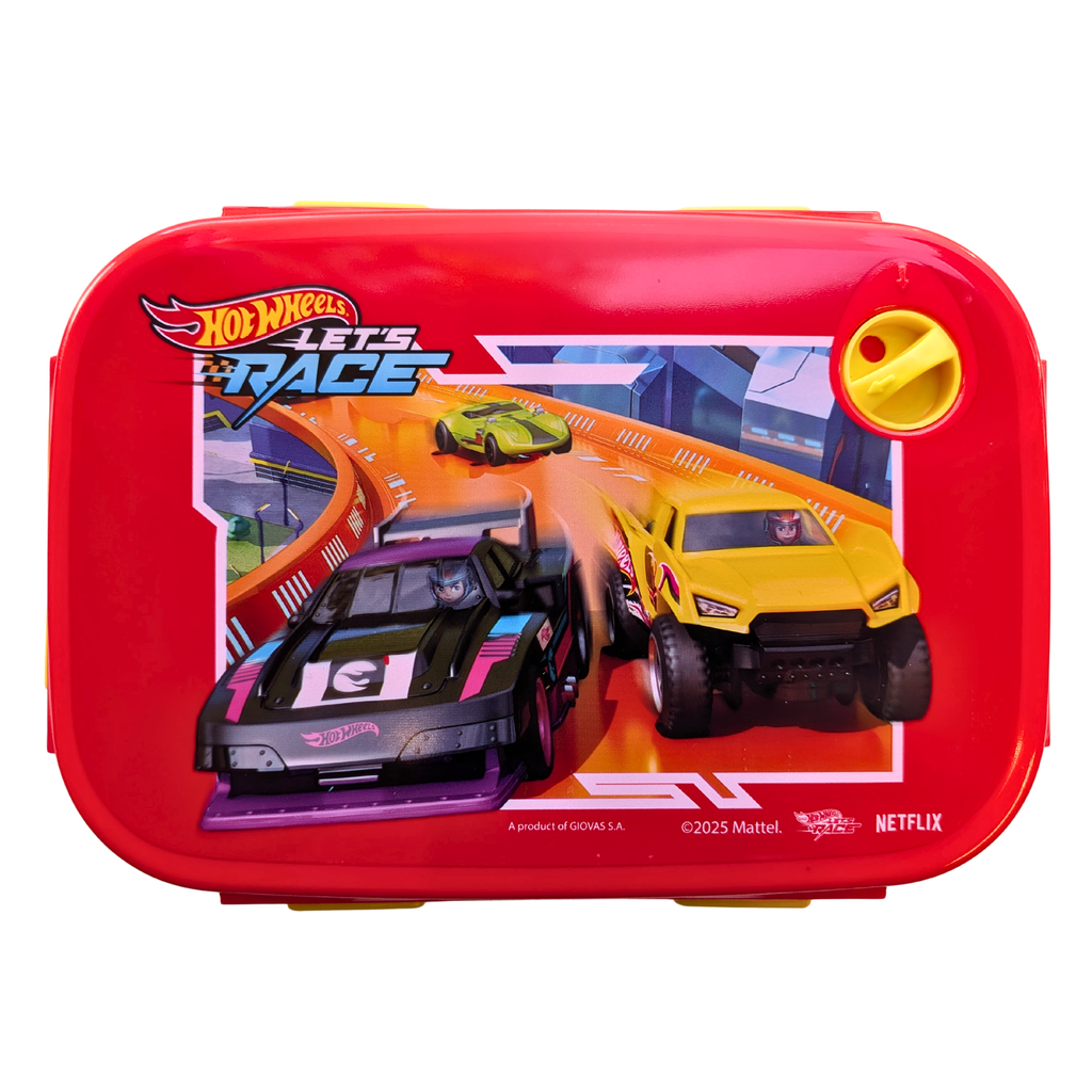 Hot Wheels Let's Race broodtrommel rood en geel