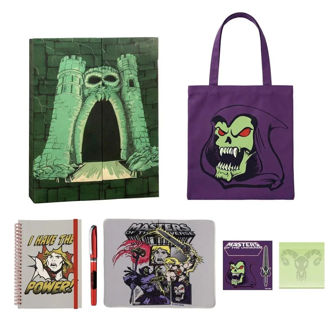 Masters of the Universe bureauset 6-delig Castle Grayskull en Skeletor voorkant