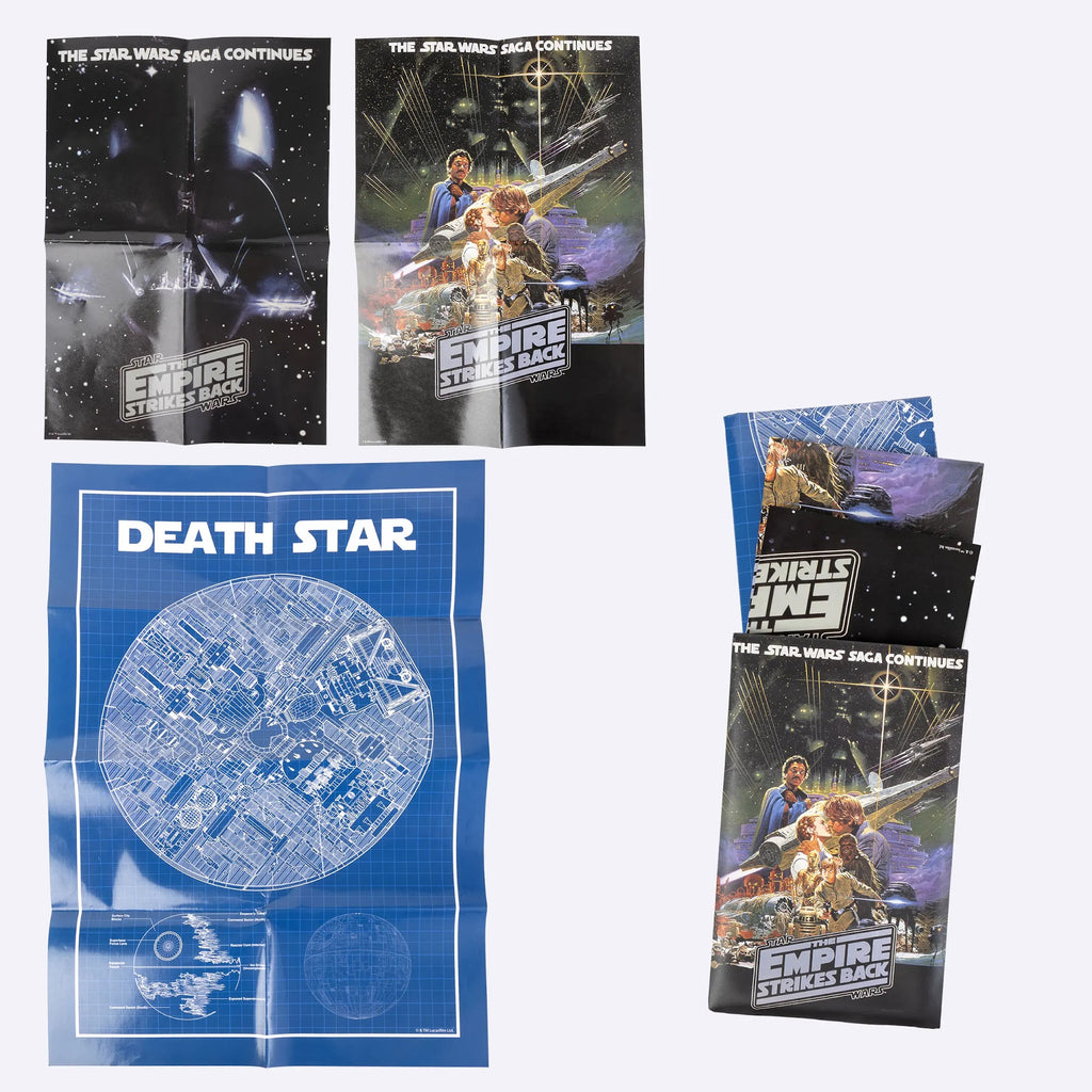 Drie Star Wars posters waaronder de Death Star blauwdruk