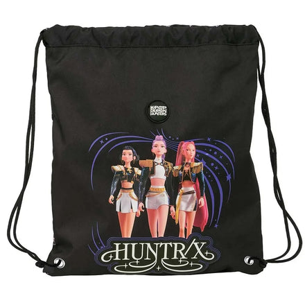 Kpop Demon Hunters Gymtas en Zwemtas Meisjes - Huntrix - Zwart - Trekkoord - 40 x 35 x 10 cm