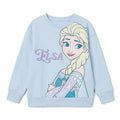 Disney Frozen Elsa sweater meisjes lichtblauw met grote Elsa print vooraanzicht