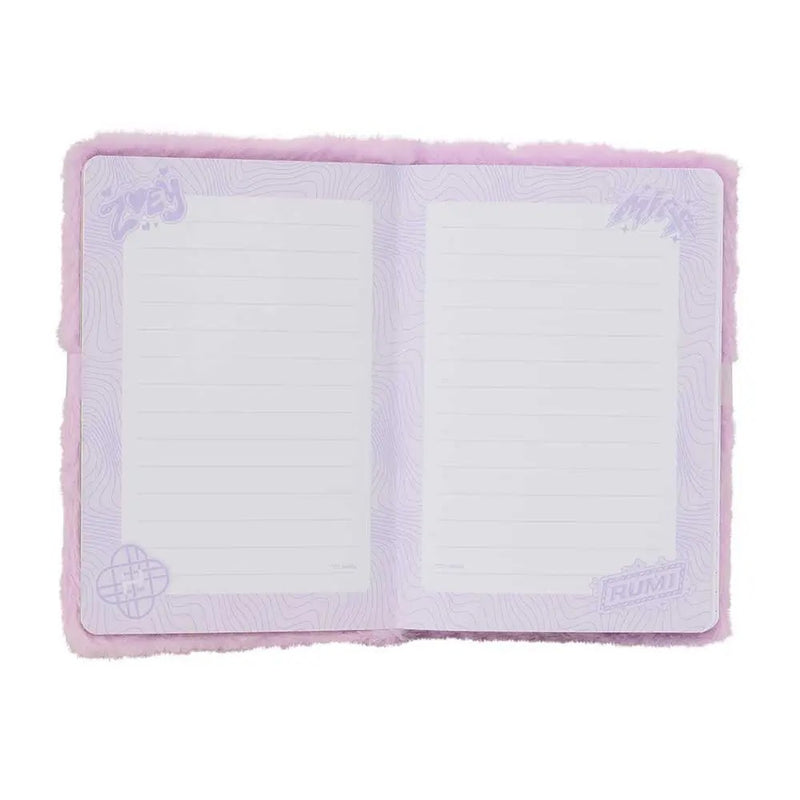 Kpop Demon Hunters Huntrix pluche notitieboek A5 roze achterkant