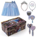 Disney Frozen beauty- en verkleedset meisjes met lichtblauw tule rokje, tiara, sieraden, borstel en spiegel bij de opbergdoos