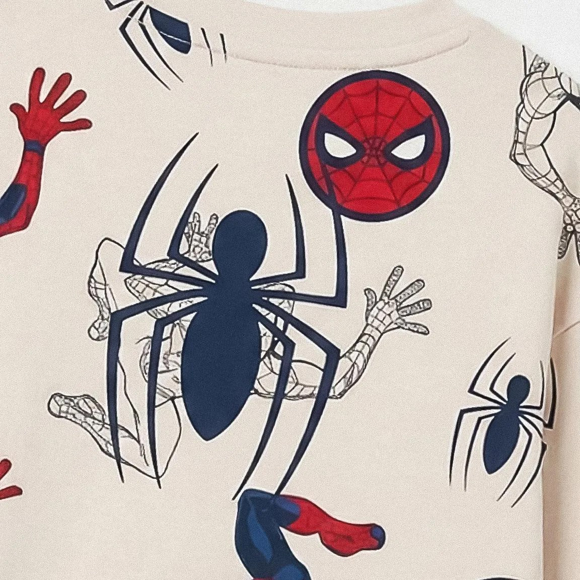 Detail spin en Spiderman schets op de rug