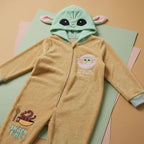 Grogu onesie plat neergelegd van dichtbij