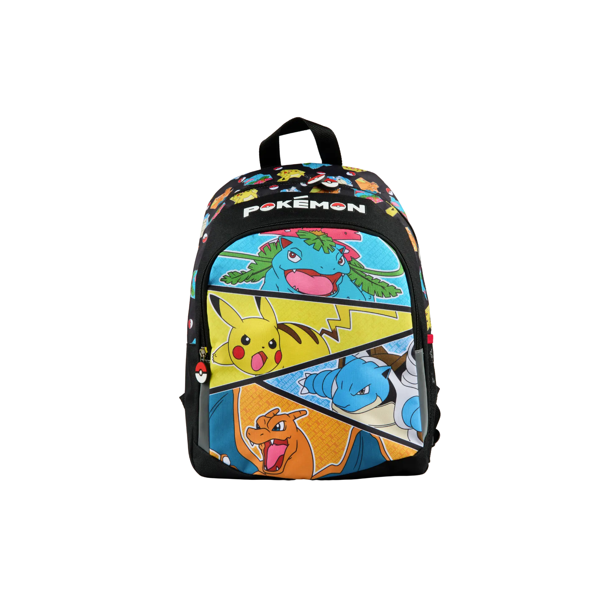 Pokemon Rugzak 38cm - voorkant met Charizard, Blastoise, Venusaur en Pikachu