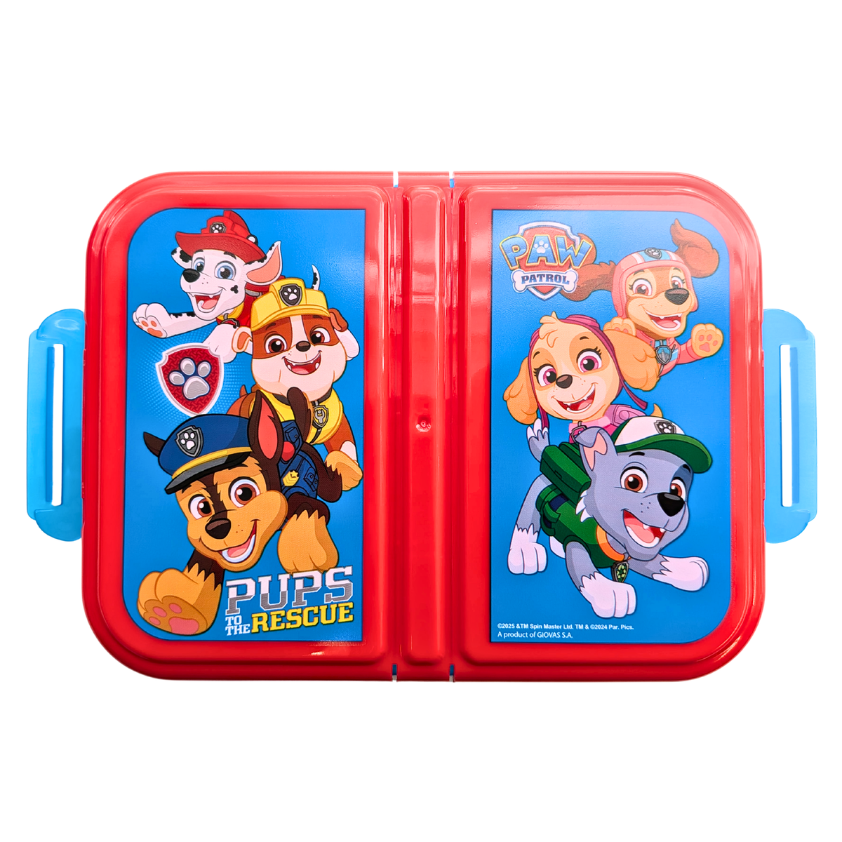 Paw Patrol broodtrommel met 3 vakken rood en blauw