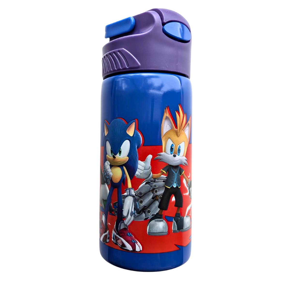 Sonic the Hedgehog RVS drinkfles 500 ml blauw met Sonic Tails en Knuckles