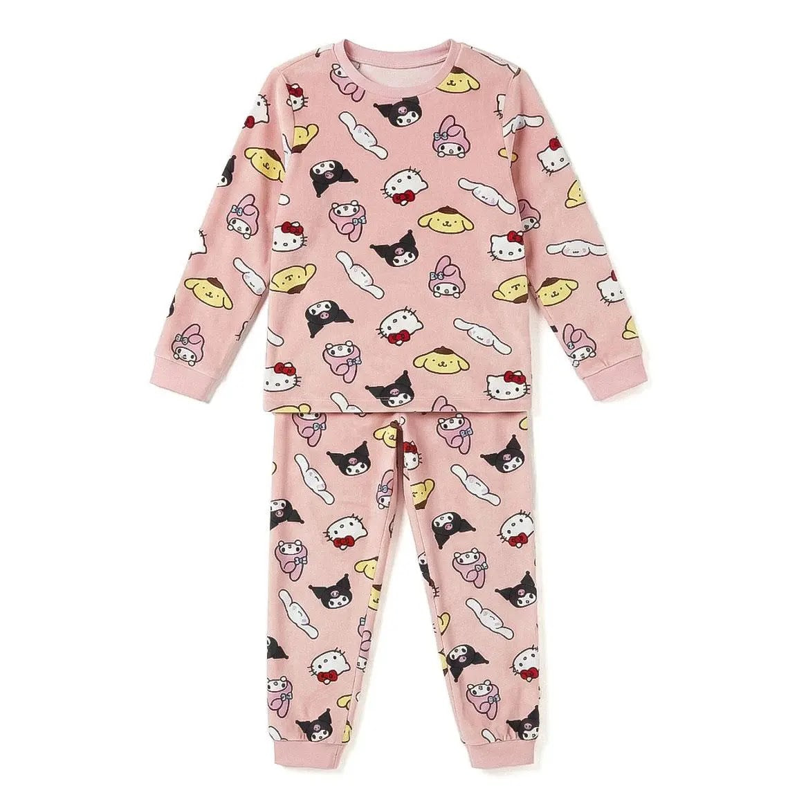Hello Kitty and Friends fleece pyjama meisjes roze met all-over print vooraanzicht