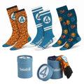 Marvel Fantastic Four sokken 3 paar in oranje en blauw met lichtblauwe cadeaukoker