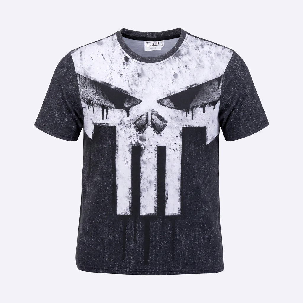 Grijs Punisher T-shirt voorkant met wit doodshoofd