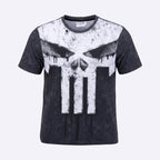 Grijs Punisher T-shirt voorkant met wit doodshoofd