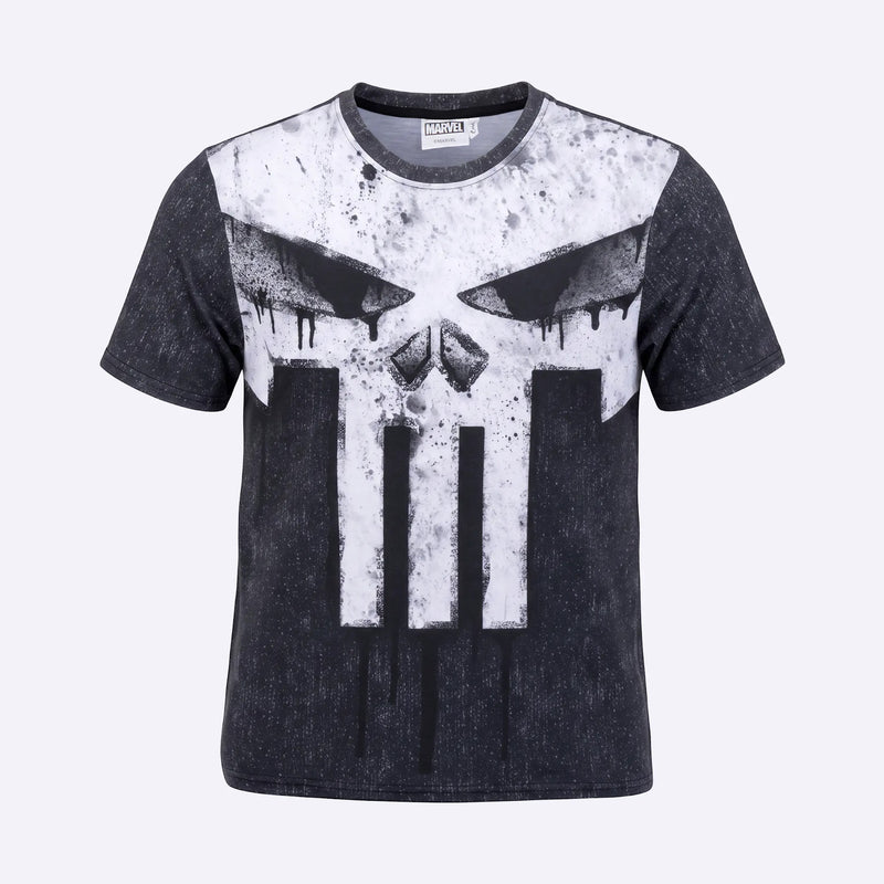 Grijs Punisher T-shirt voorkant met wit doodshoofd