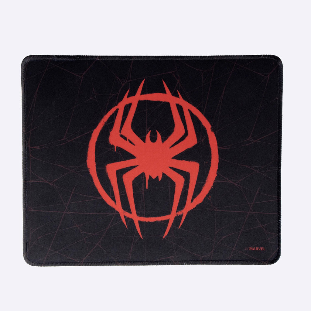 Zwarte muismat met rood Miles Morales spinlogo