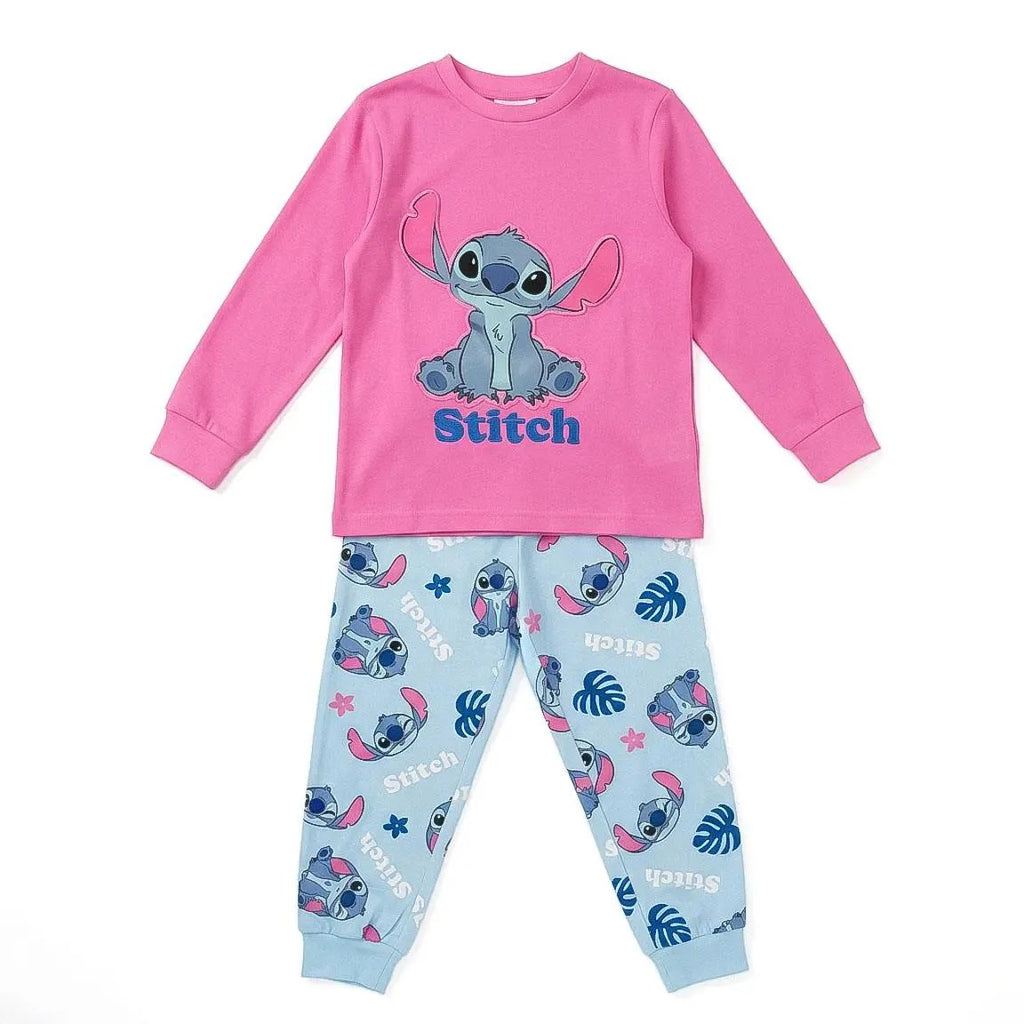 Disney Stitch pyjama meisjes roze shirt met Stitch print en lichtblauwe broek