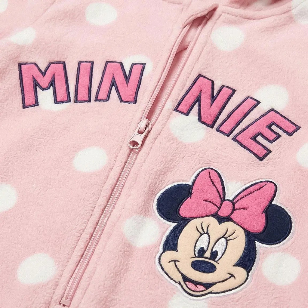 Detail MINNIE tekst en Minnie afbeelding met rits