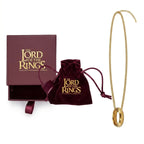 The Lord of the Rings ketting met goudkleurige De Ene Ring, fluwelen zakje en cadeaudoos