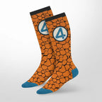 Oranje Fantastic Four sokken met rotspatroon en 4-logo