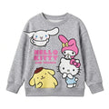 Hello Kitty and Friends sweater meisjes grijs met Hello Kitty, My Melody, Cinnamoroll en Pompompurin