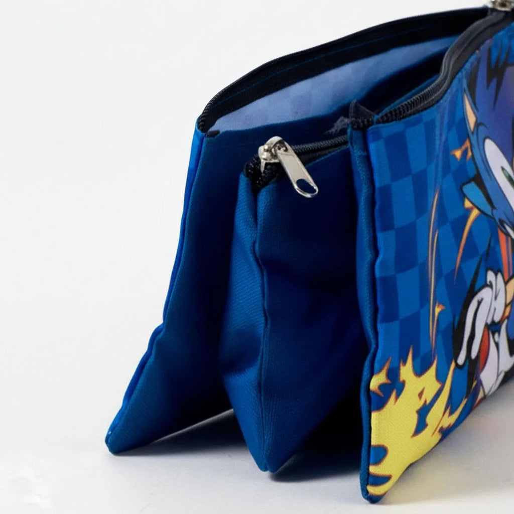 Sonic the Hedgehog etui drie vakken detail
