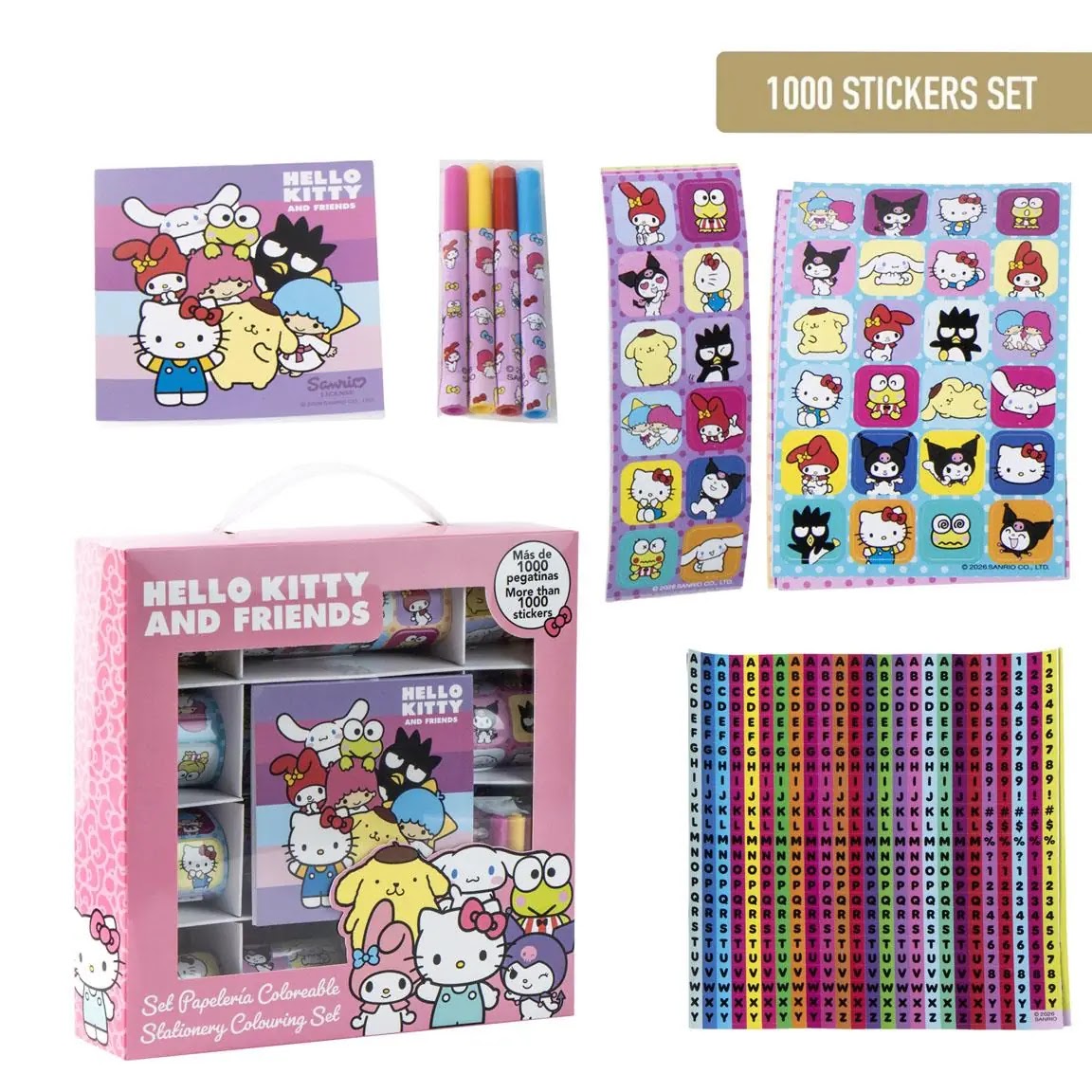 Hello Kitty & Friends stickerset 1000 stickers overzicht