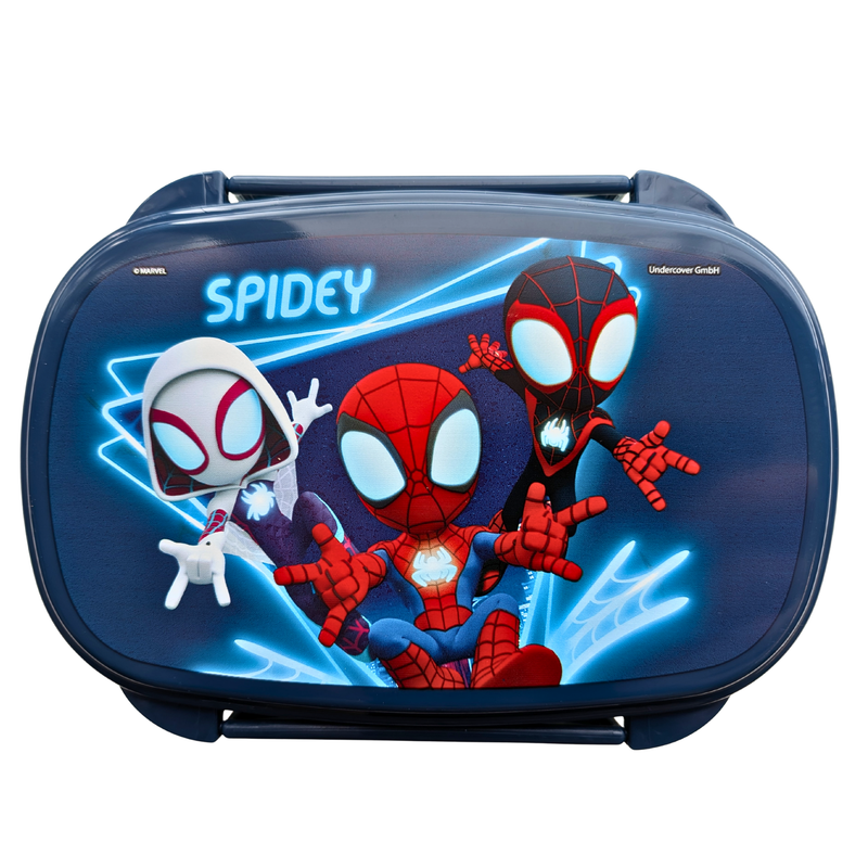 Marvel Spidey broodtrommel met bestek blauw