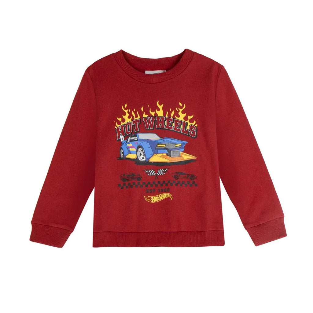 Hot Wheels sweater jongens rood met raceauto print