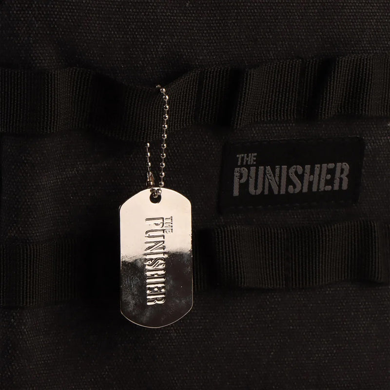 The Punisher rugzak detail metalen naamplaatje