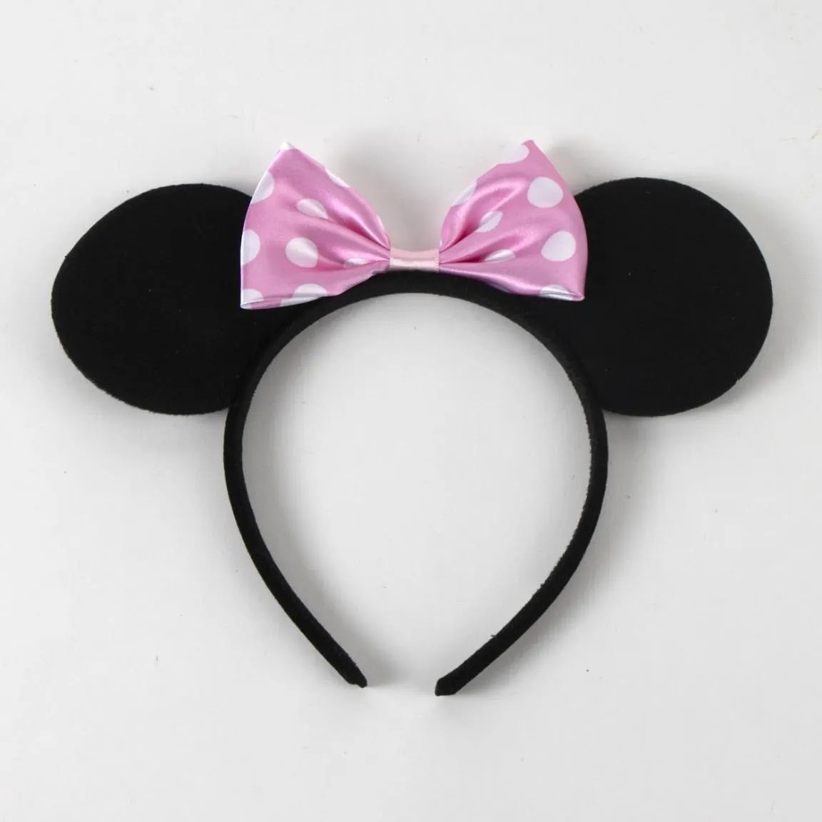 zwarte diadeem met Minnie oren en roze strik