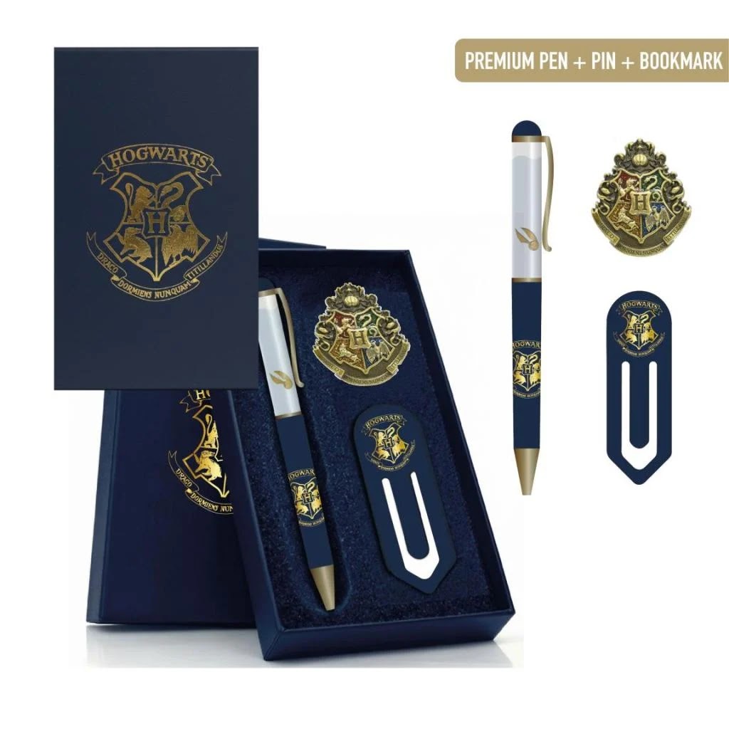 Harry Potter Hogwarts schrijfset met pen, pin en boekenlegger
