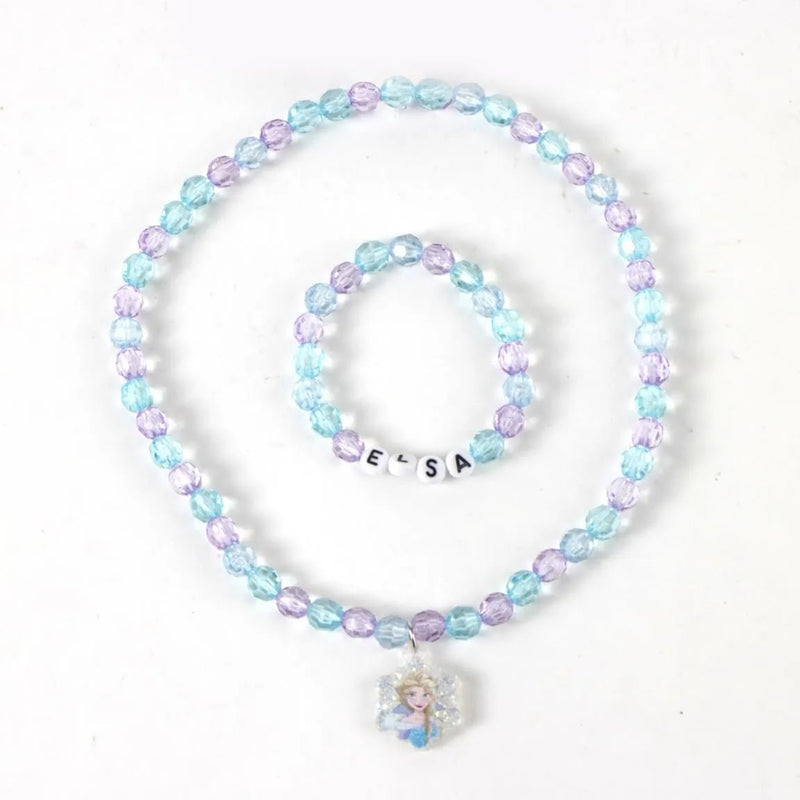 Kralenketting met Elsa hanger en armband met de letters ELSA