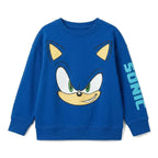 Sonic the Hedgehog sweater jongens blauw met groot Sonic gezicht voorkant