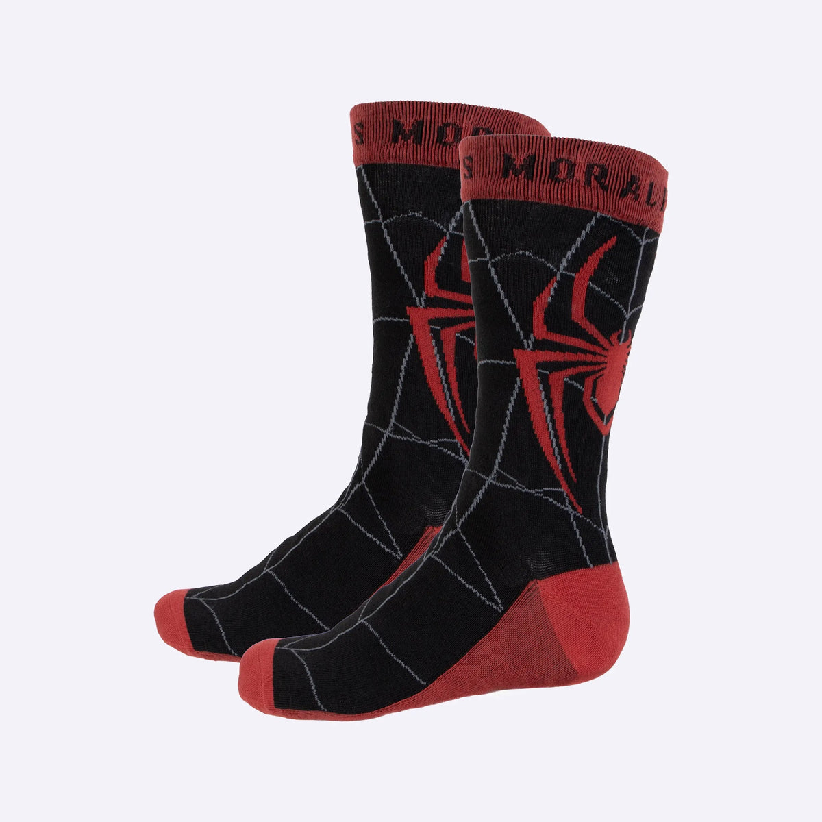 Miles Morales sokken met spinlogo en rode hiel