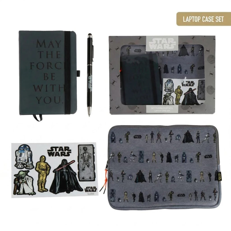 Star Wars laptophoes set 4-delig met notitieboek, pen en stickers