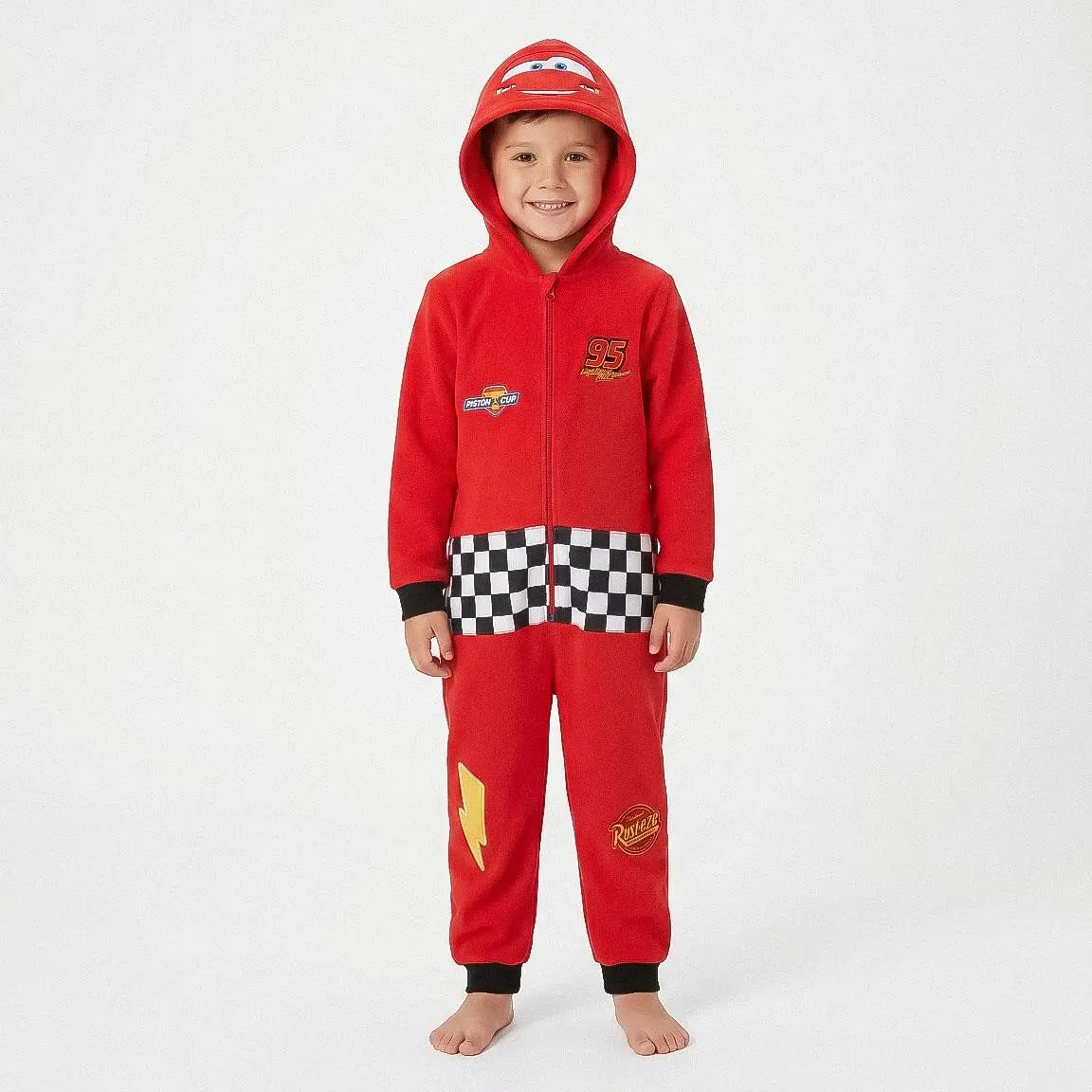 Jongen in Cars onesie vooraanzicht