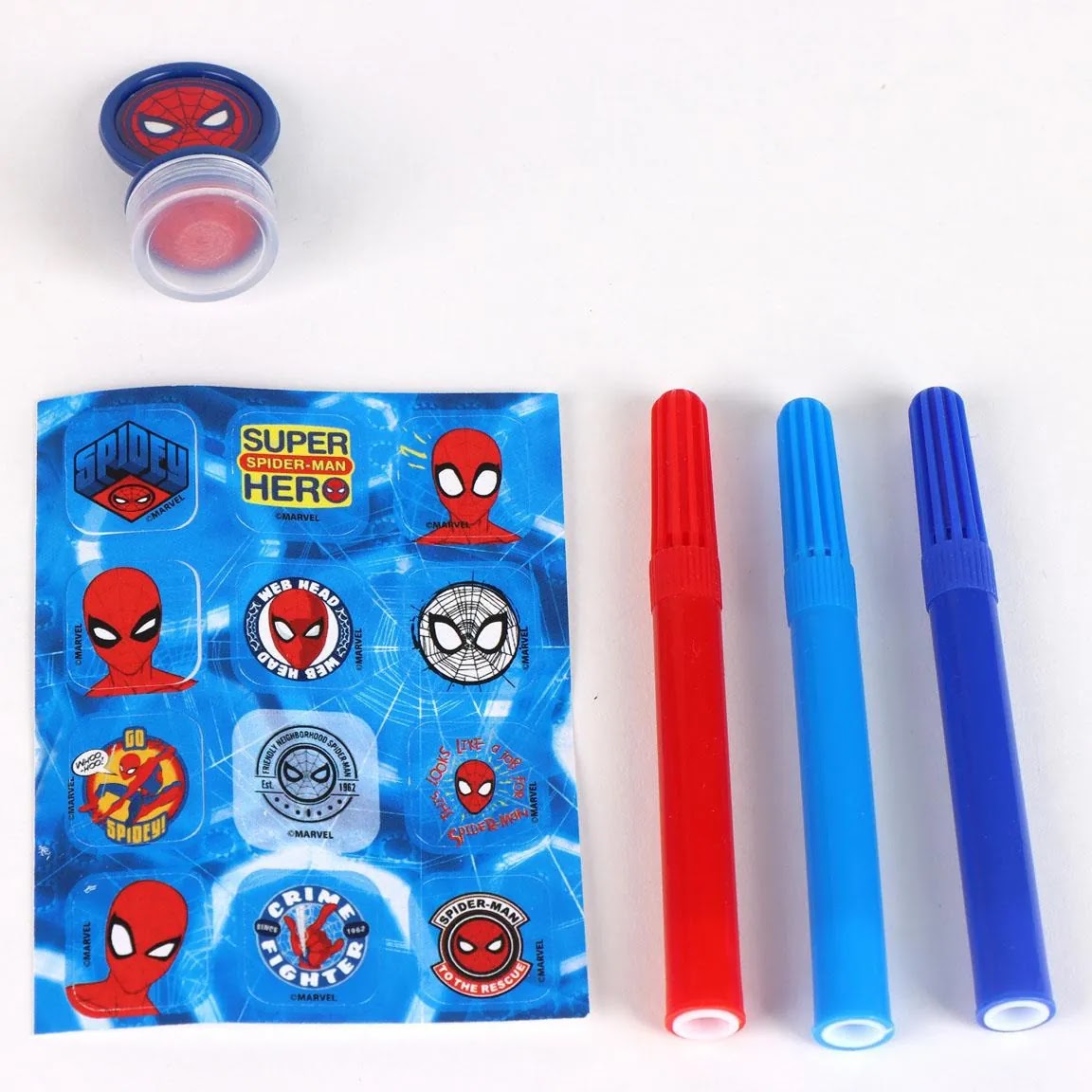 Marvel Spiderman stickers, stempel en stiften