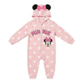 Disney Minnie Mouse onesie meisjes roze met witte stippen en capuchon met oortjes vooraanzicht