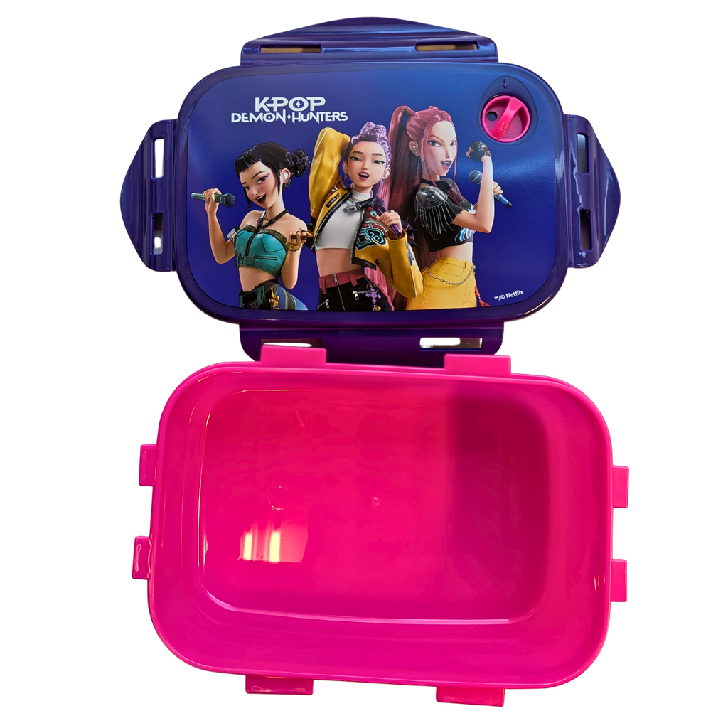 KPop Demon Hunters broodtrommel open met roze bak
