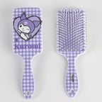 haarborstel met lila ruitjes en Kuromi voor- en achterkant