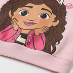 Detail print Gabby en geribde onderrand