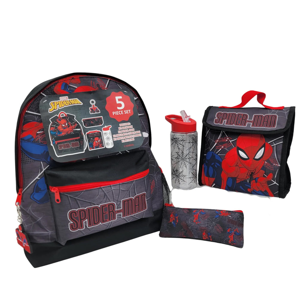 Marvel Spider-Man 5-delige schoolset met rugzak, lunchtas, drinkfles, etui en sleutelhanger