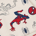 Detail print Spiderman en masker op de sweater