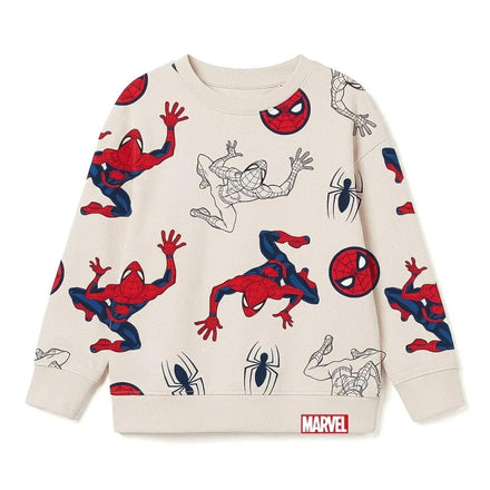 Marvel Spiderman Sweater Jongens - Crème met All-over Print
