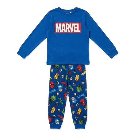 Marvel Avengers Pyjama Jongens - Blauw met Marvel Logo en Superheldenprint