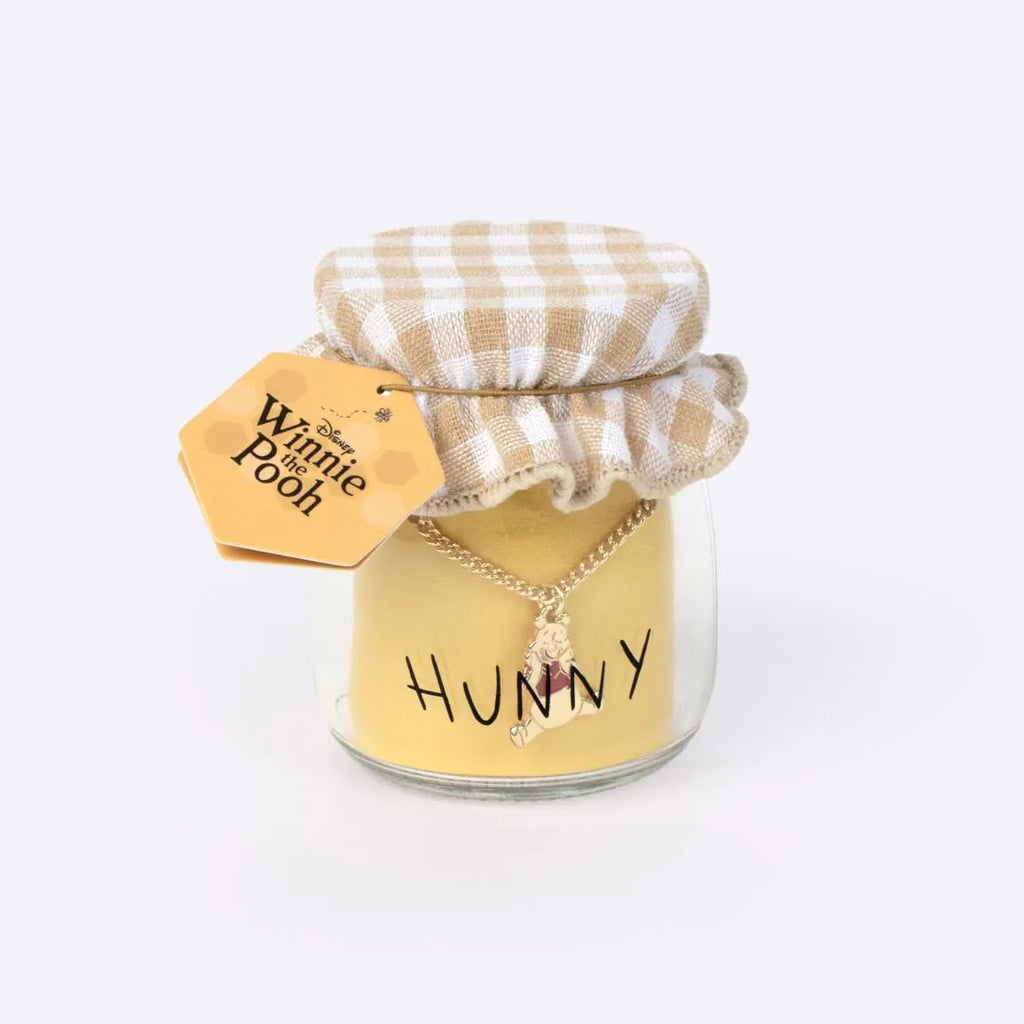 Winnie the Pooh ketting in glazen honingpotje met ruitjesstof